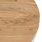 Coffee table Coffelty Inart solid acacia wood - white metal D90x40cm - Image 4