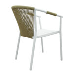 Aluminum armchair Convince stackable with white frame-textilene-pe rattan in natural shade 56x63x82cm - Image 2