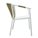 Aluminum armchair Convince stackable with white frame-textilene-pe rattan in natural shade 56x63x82cm - Image 3