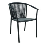 Aluminum armchair Convince stackable with grey  frame-textilene-pe rattan 56x63x82cm