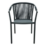 Aluminum armchair Convince stackable with grey  frame-textilene-pe rattan 56x63x82cm - Image 4