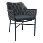 Ortegia stackable aluminum armchair with anthracite frame and rope 57x62x82cm