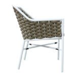 Ortegia stackable aluminum armchair with white frame-khaki rope 57x62x82cm - Слика 2