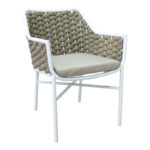 Ortegia stackable aluminum armchair with white frame-khaki rope 57x62x82cm