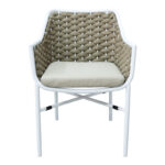 Ortegia stackable aluminum armchair with white frame-khaki rope 57x62x82cm - Слика 3
