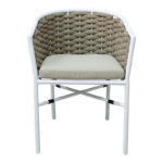 Aluminum armchair Noevo stackable with white frame-natural rope 57x62x77cm - Слика 4