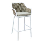 Zuki aluminum bar stool stackable with white frame and cushion 55x54x109cm