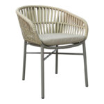 Frama stackable aluminum-pe rope armchair in brown shade and cushion 57x60x78cm