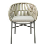 Frama stackable aluminum-pe rope armchair in brown shade and cushion 57x60x78cm - Image 4