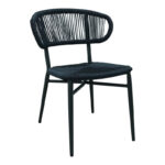 Алуминиумска ратан столица Agus, рамномерна, во црна нијанса 55x63x77 см