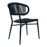 Aluminum-pe rattan chair Agus stackable in black shade 55x63x77cm - Image 3
