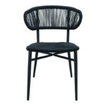 Aluminum-pe rattan chair Agus stackable in black shade 55x63x77cm - Image 4