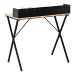 Office desk Zervan in oak color with black metal legs 80x50x84cm - Слика 3