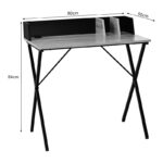 Office desk Zervan in oak color with black metal legs 80x50x84cm - Слика 6