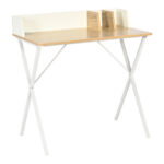 Office desk Zervan in oak color with white metal legs 80x50x84cm