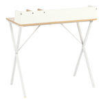 Office desk Zervan in oak color with white metal legs 80x50x84cm - Image 3