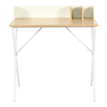 Office desk Zervan in oak color with white metal legs 80x50x84cm - Image 4