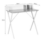 Office desk Zervan in oak color with white metal legs 80x50x84cm - Image 6