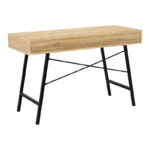 Office desk Yamin in oak color with black metal legs 120x48x76cm - Слика 3