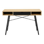 Office desk Yamin in oak color with black metal legs 120x48x76cm - Слика 4