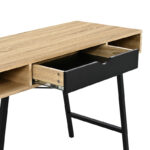 Office desk Yamin in oak color with black metal legs 120x48x76cm - Слика 5