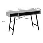 Office desk Yamin in oak color with black metal legs 120x48x76cm - Слика 6
