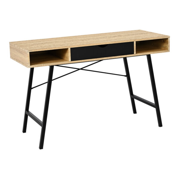 Office desk Yamin in oak color with black metal legs 120x48x76cm
