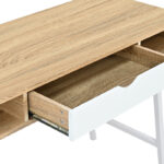 Office desk Yamin in oak color with white metal legs 120x48x76cm - Слика 5