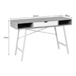 Office desk Yamin in oak color with white metal legs 120x48x76cm - Слика 6