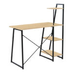Office desk with shelves Deckstor in oak color with black metal legs 102x50x117cm - Слика 3