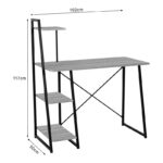 Office desk with shelves Deckstor in oak color with black metal legs 102x50x117cm - Слика 6