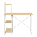 Office desk with shelves Deckstor in oak color with white metal legs 102x50x117cm - Image 4