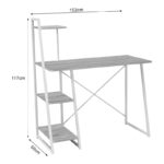 Office desk with shelves Deckstor in oak color with white metal legs 102x50x117cm - Image 6