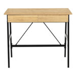 Office desk with drawers Lione in oak color with black metal legs 90x50x75cm - Image 5