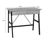 Office desk with drawers Lione in oak color with black metal legs 90x50x75cm - Image 6