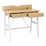 Office desk with drawers Lione in oak color with white metal legs 90x50x75cm - Слика 3
