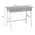 Office desk with drawers Lione in oak color with white metal legs 90x50x75cm - Слика 6