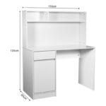 Office desk with shelf Secreta in white color 110x50x135cm - Image 6