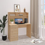 Office desk with shelf Secreta in oak color 110x50x135cm - Слика 2