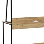 Office desk with shelf Herbey in oak color with black metal leg 100x48x139cm - Image 5