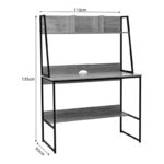 Office desk with shelf Herbey in oak color with black metal leg 100x48x139cm - Image 6