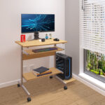 Computer desk Veronce in natural color with metal skeleton 89x47x71cm - Слика 2