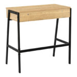 Office desk with shelf and drawer Rezio in oak color with black metal leg 75x45x76cm - Слика 3