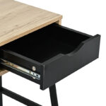 Office desk with shelf and drawer Rezio in oak color with black metal leg 75x45x76cm - Слика 5