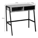 Office desk with shelf and drawer Rezio in oak color with black metal leg 75x45x76cm - Слика 6