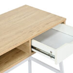 Office desk with shelf and drawer Rezio in oak-white color with black metal leg 75x45x76cm - Image 5