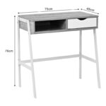 Office desk with shelf and drawer Rezio in oak-white color with black metal leg 75x45x76cm - Image 6