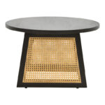 Tamarind table mango wood-natural rattan in black shade Φ65x40cm - Слика 4