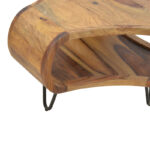 Merck table solid sheesham wood in walnut color with black metal legs D55x38cm - Слика 5
