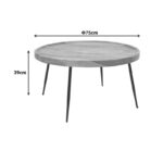 Tavolo table, solid sheesham wood in walnut color with black metal legs, Φ75x39cm - Слика 2